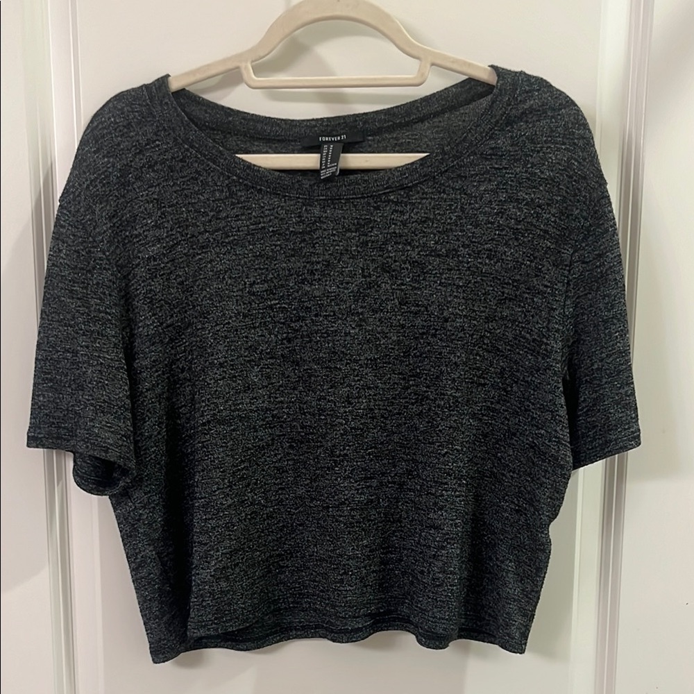 Black Marbled Crop Top